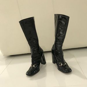 GUCCI Patent Leather Equestrian HorseBit Boots. AUTHENTIC
